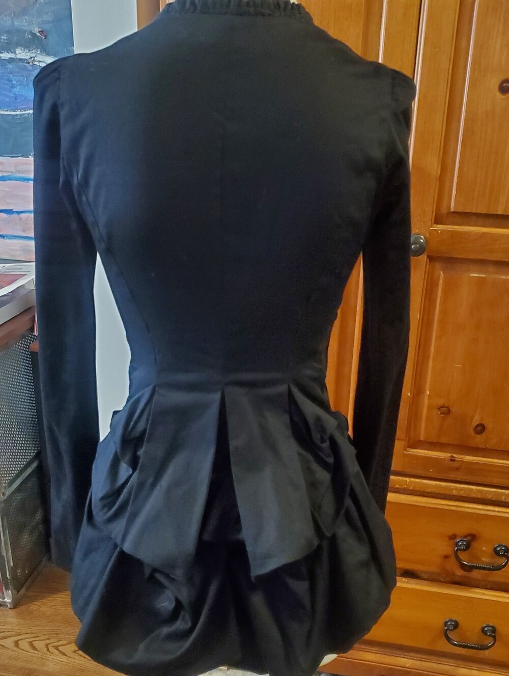 Vintage Betsey Johnson Black Bustle Blouse Goth Vampy Steam punk Cotton Y2K - Picture 4 of 16